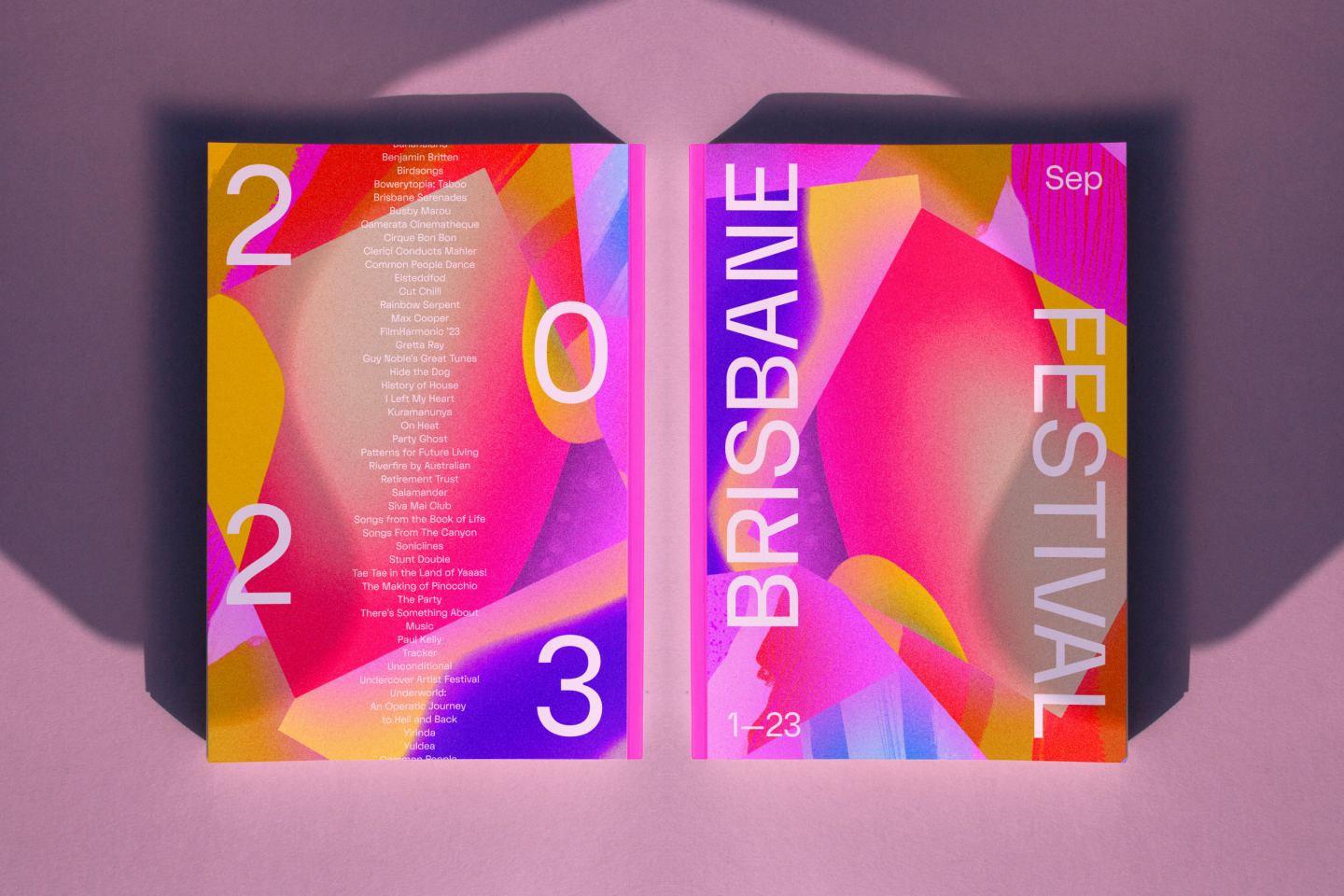 Front and back cover of the Brisbane Festival 2023 program we designed.