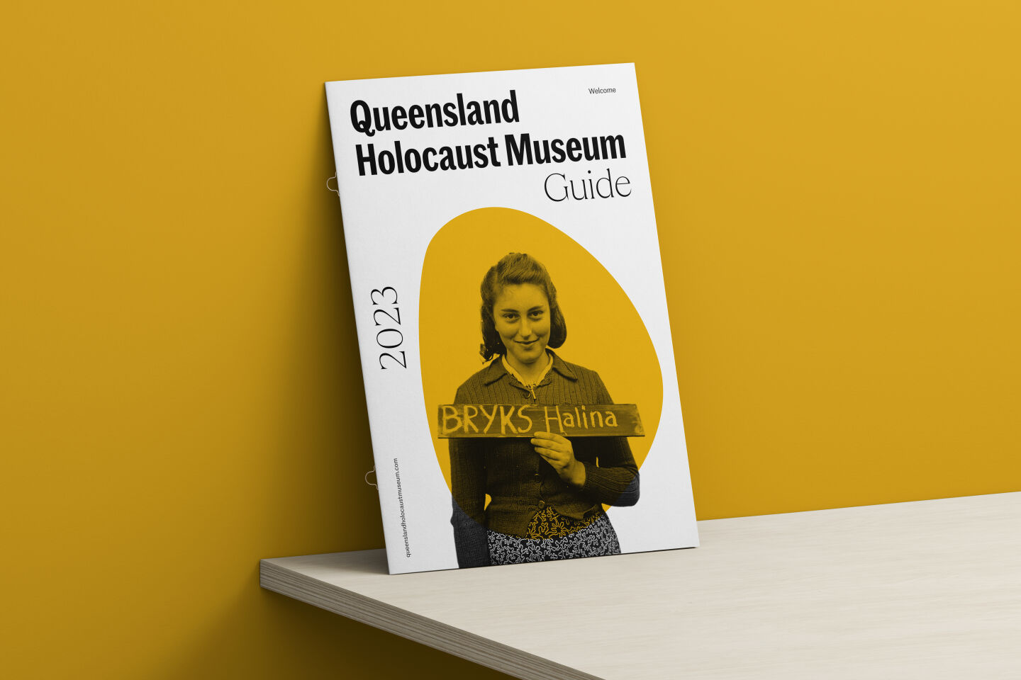 Poster designed for the Queensland Holocaust Museum, featuring white space and an interesting grid layout.