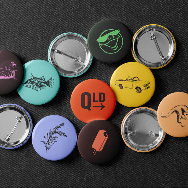 Illustrative pins designed for the Trails brand